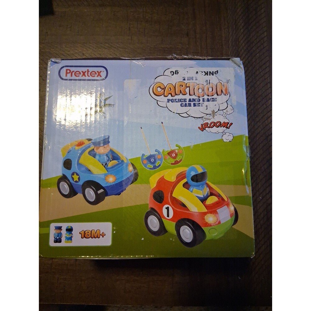 New In Box Prextex Cartoon Remote Control Police Race Car 18M+ 2 In 1 RC Set
